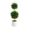 3.5ft. UV Resistant Cedar Double Ball Topiary Tree in White Decorative Planter